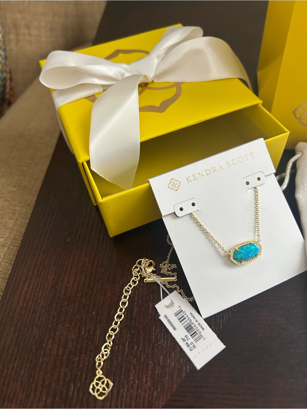 Kendra Scott Gold Necklace with Bright Blue Opal Pendant - Picture 5 of 6
